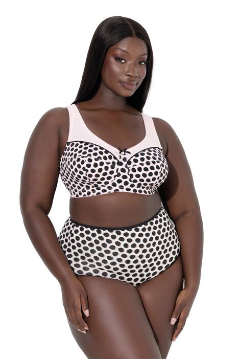 podpůrná podprsenka, tečkovaná, bez ramínek, košíčky C - F