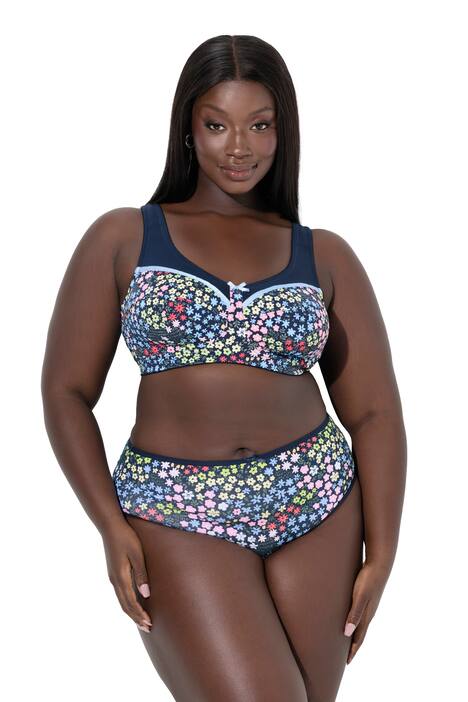 Podpůrná podprsenka, květinový vzor, bez ramínek, košíčky C - F