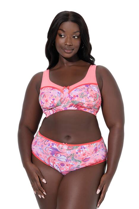 Odlehčující podprsenka, květovaný potisk, bez kostic, košíčky C-F