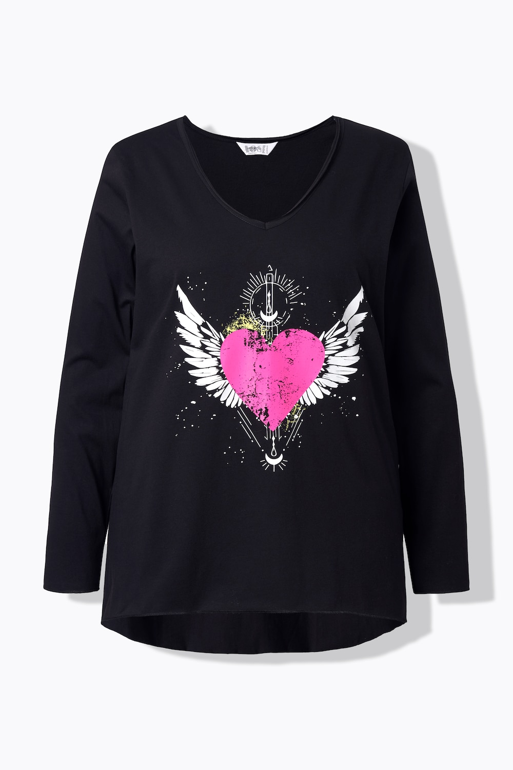 Stora storlekar Långärmad topp, Dam, svart, storlek: 46, Bomull, Angel of Style