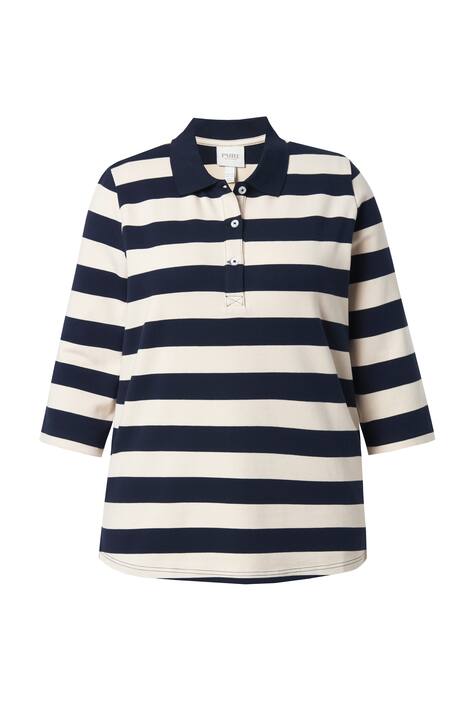 Sportovní mikina s polo límečkem, proužky, 3/4 rukáv, bio-bavlna