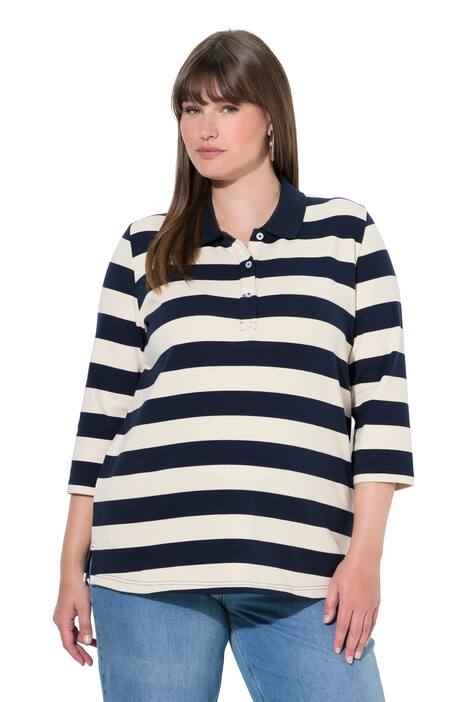 Sportovní mikina s polo límečkem, proužky, 3/4 rukáv, bio-bavlna