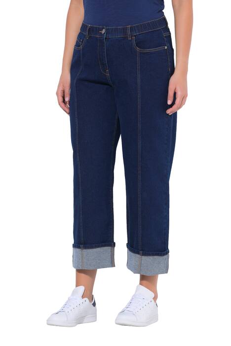 Džíny Mary, široké, rovné nohavice, ohrnutí na lemu