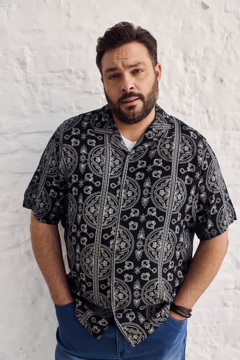 Men+ Hemd, Halbarm, Alloverdruck, Cubakragen, Cuba Fit, bis 8 XL