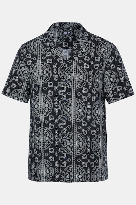 Men+ Hemd, Halbarm, Alloverdruck, Cubakragen, Cuba Fit, bis 8 XL