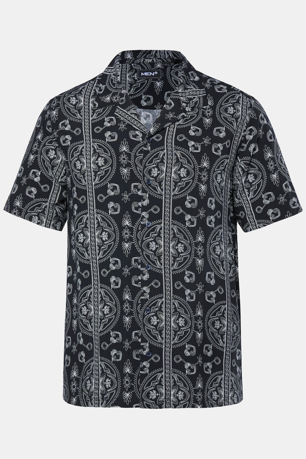 Men+ overhemd, korte mouwen, print all-over, Cubaanse kraag, Cuba-Fit, tot 8XL