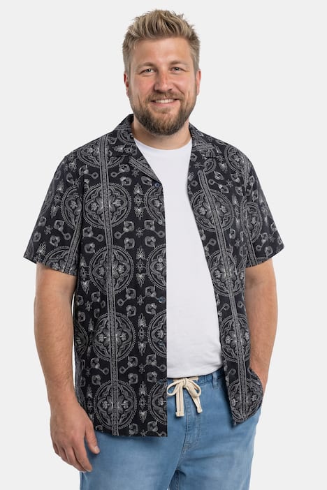 Men+ Hemd, Halbarm, Alloverdruck, Cubakragen, Cuba Fit, bis 8 XL