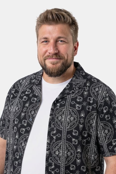 Men+ Hemd, Halbarm, Alloverdruck, Cubakragen, Cuba Fit, bis 8 XL