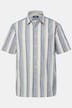 Men+ gestreept overhemd, linnenlook, korte mouwen, kentkraag, Comfort Fit, tot 8XL