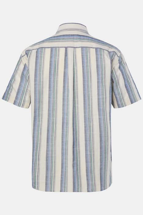 Men+ gestreept overhemd, linnenlook, korte mouwen, kentkraag, Comfort Fit, tot 8XL