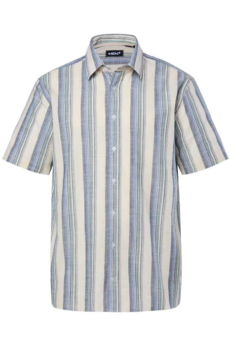 Košile, krátké rukávy, lněný vzhled, pruhy, Kent límeček