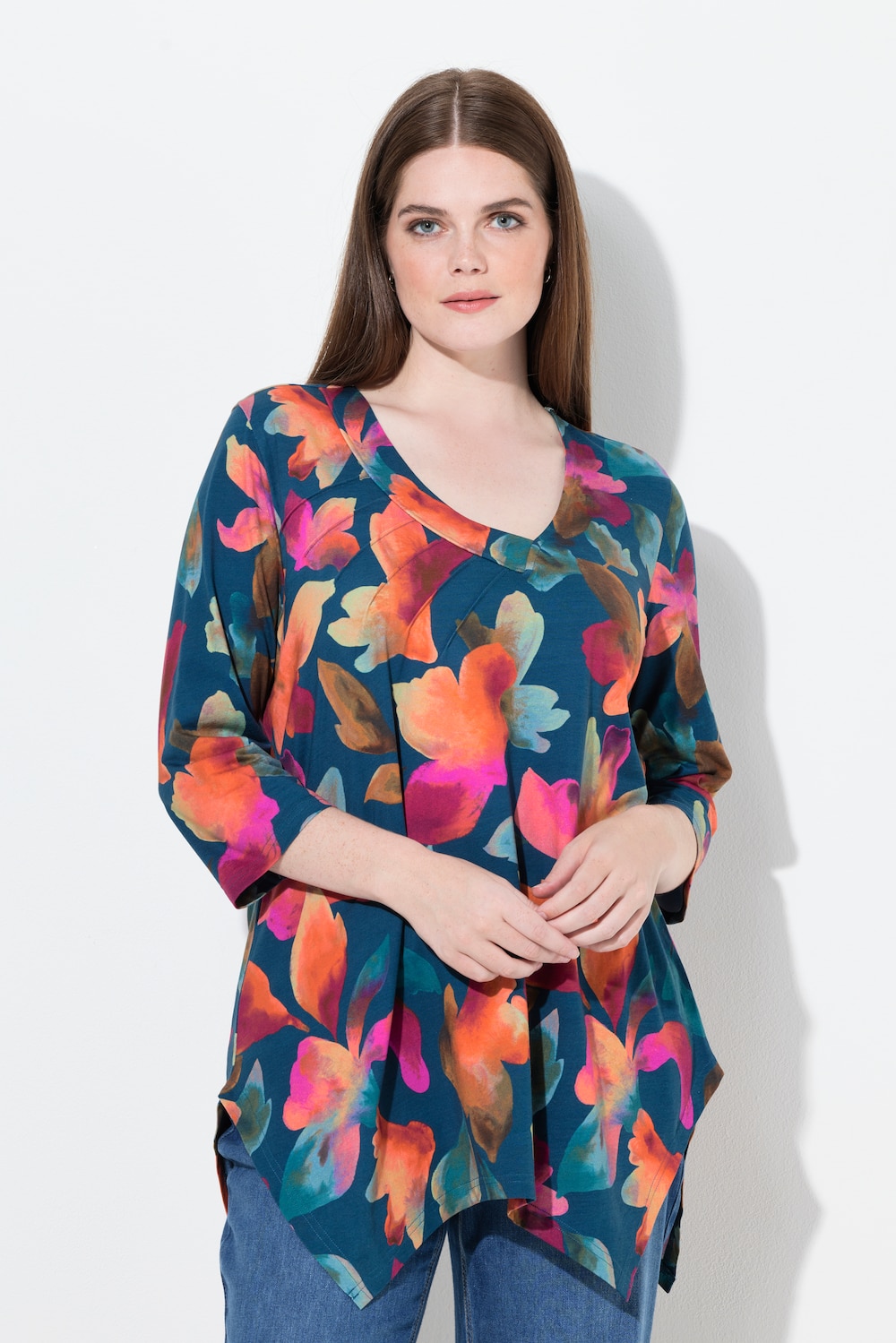 Große Größen Shirt, Damen, blau, Größe: 58/60, Baumwolle, Ulla Popken