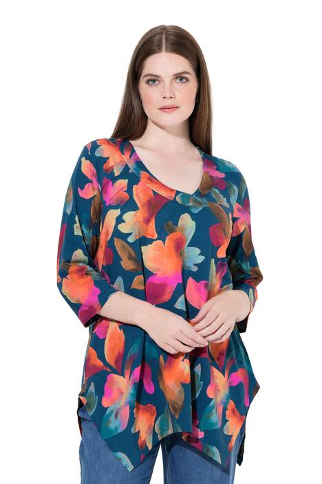 Tričko, lemovaná podšívka, V výstřih, 3/4 rukávy, bio-bavlna