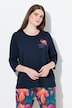 T-shirt en coton bio avec broderie, col rond et manches 3/4
