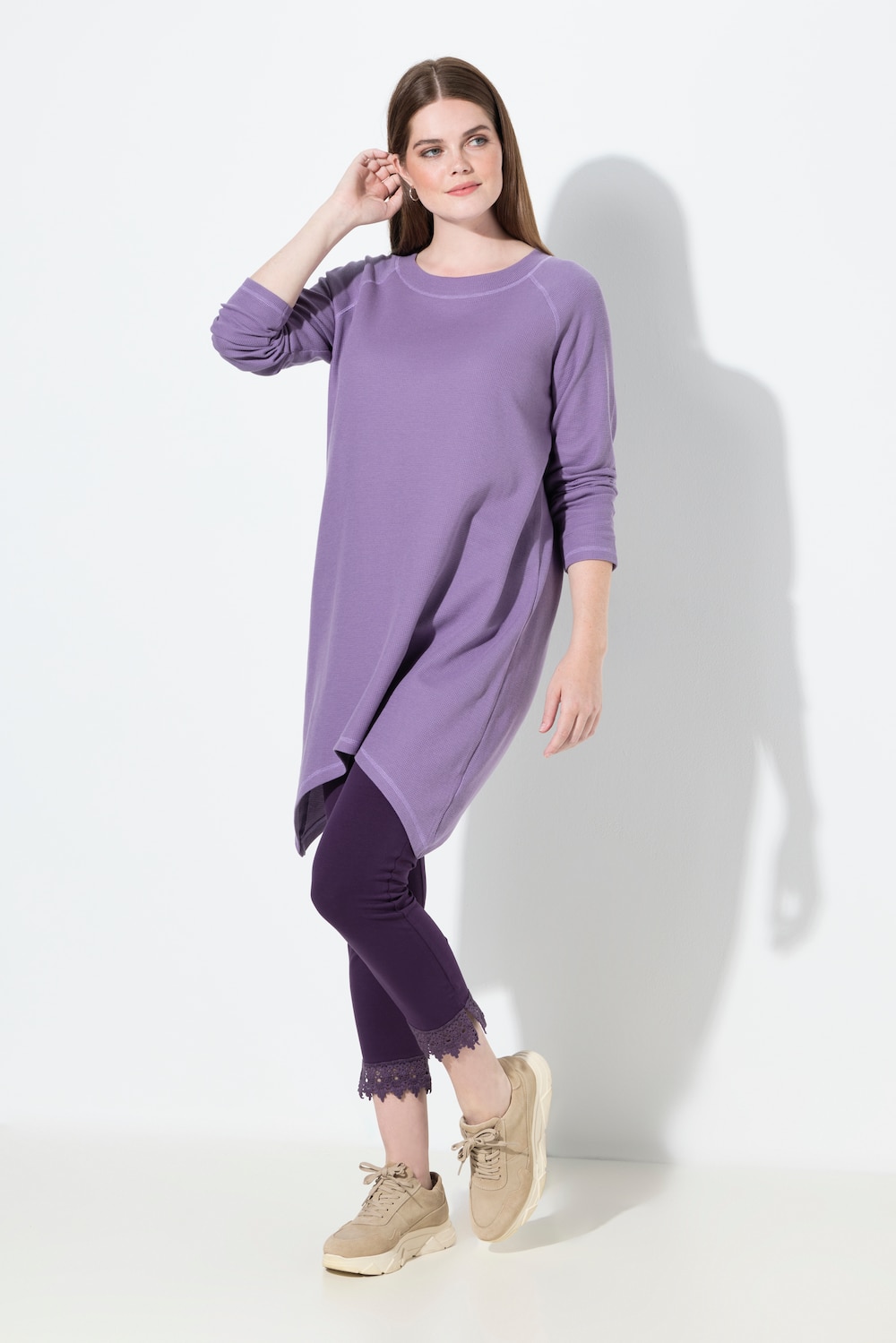 Shirt, Waffelpiqué, Rundhals, Langarm, Biobaumwolle