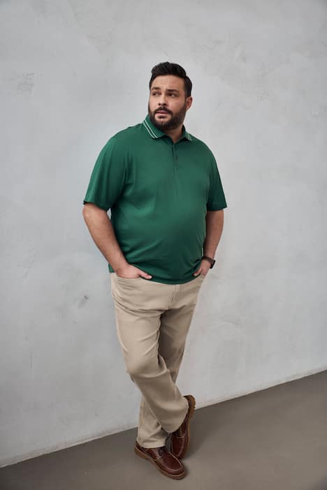 Maglia polo Boston Park con taglio speciale per l'addome e mezze maniche, fino alla tg. 84/86