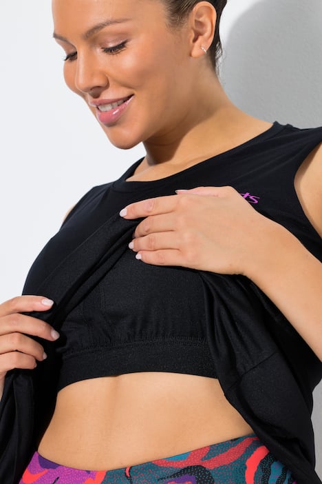 Top, geïntegreerde bustier, A-lijn, ronde hals, mouwloos