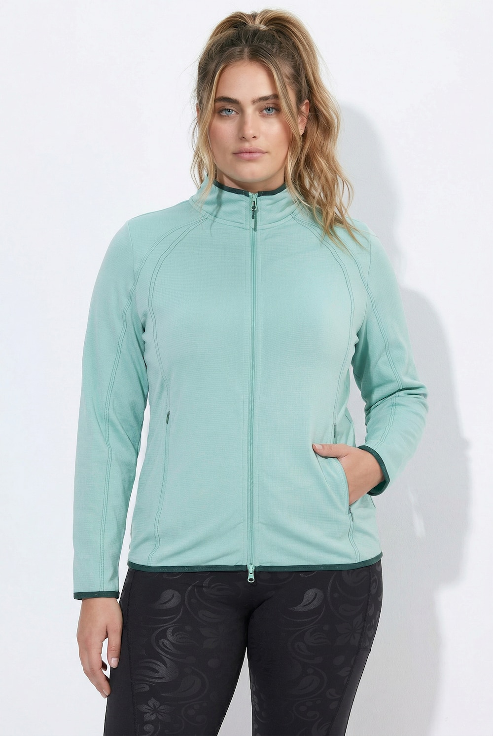 Funktions-Sweatjacke, Stehkragen, Langarm, recycelt