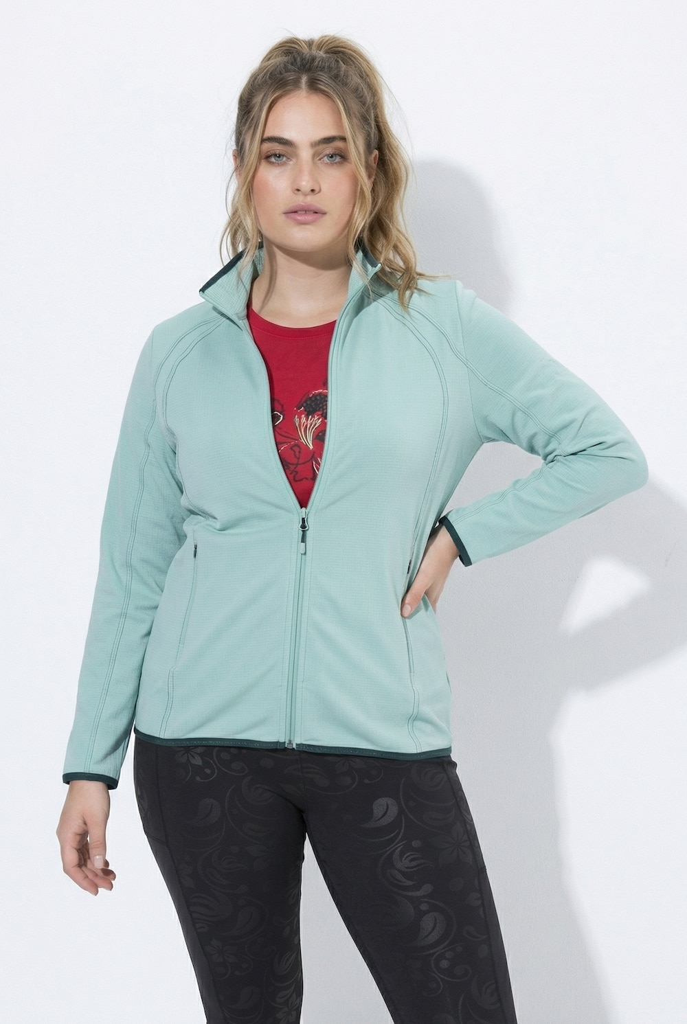 Funktions-Sweatjacke, Stehkragen, Langarm, recycelt