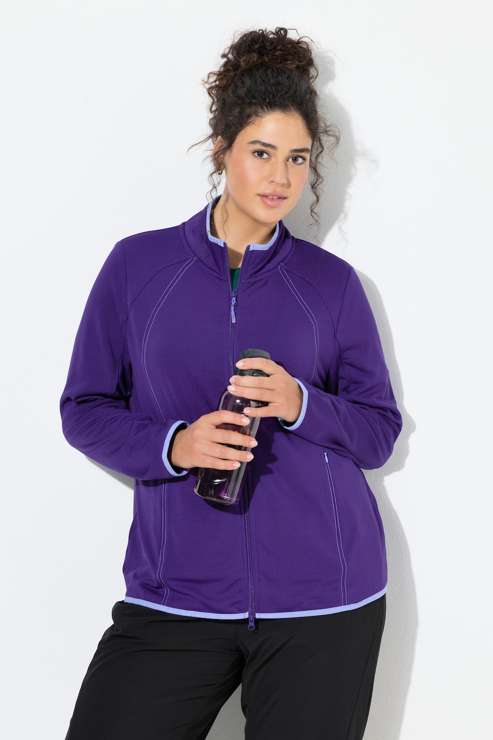 Funktions-Sweatjacke, Stehkragen, Langarm, recycelt