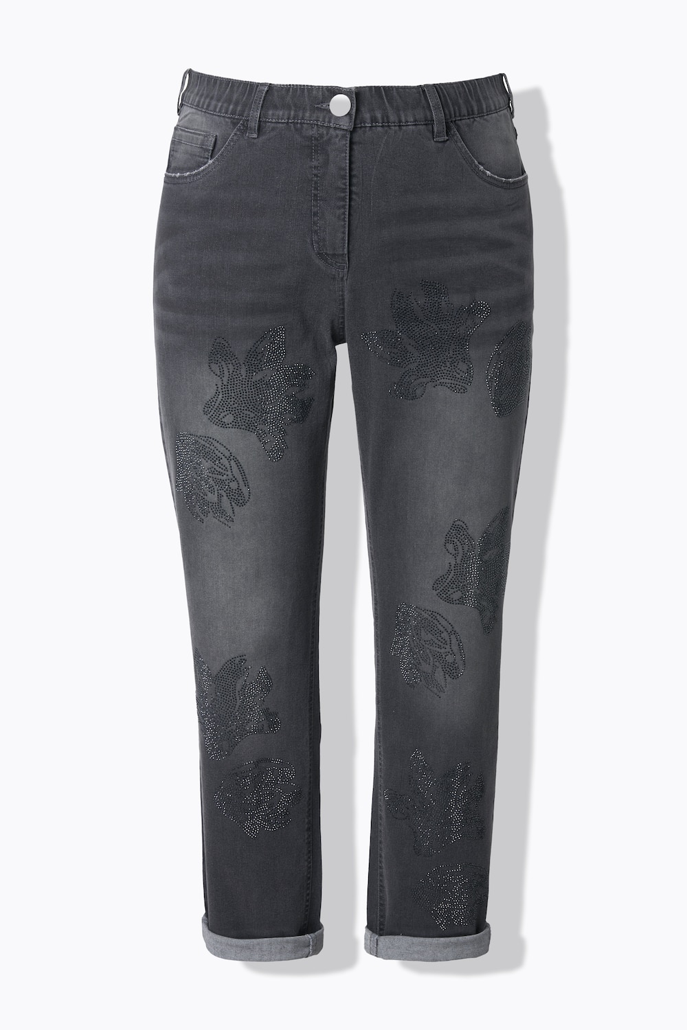 Stora storlekar Boyfriend-jeans, Dam, grå, storlek: 60, Bomull/Polyester/Viskos, Ulla Popken