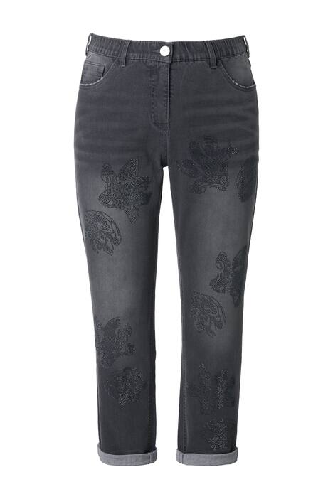 Boyfriend džíny, květy, ozdobné kamínky, strečové