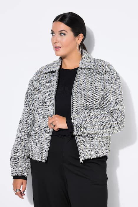 Blouson, boxy model, bouclé, pailletten