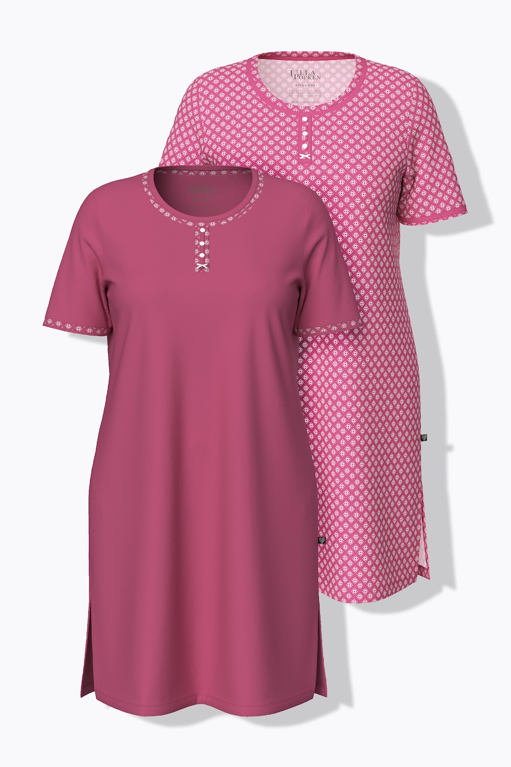 Bigshirts, 2er-Pack, Muster/uni, Rundhals, Halbarm