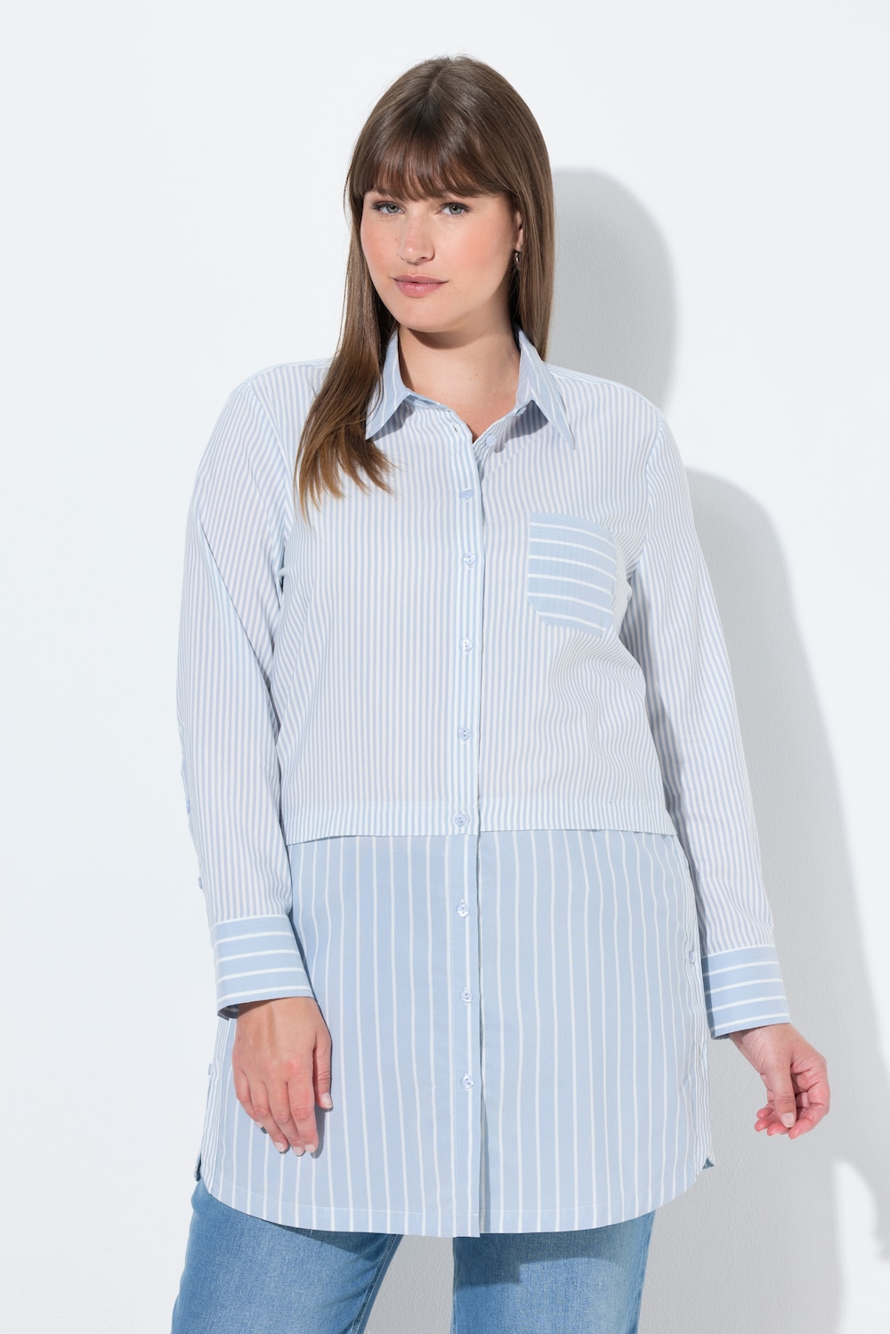 Große Größen Longbluse, Damen, blau, Größe: 58/60, Baumwolle, Ulla Popken