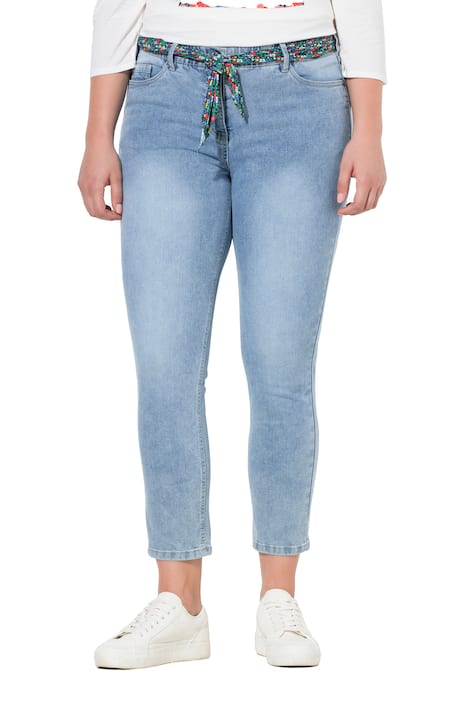 Džíny Sarah, šátkový pásek, zkrácené, úzké nohavice