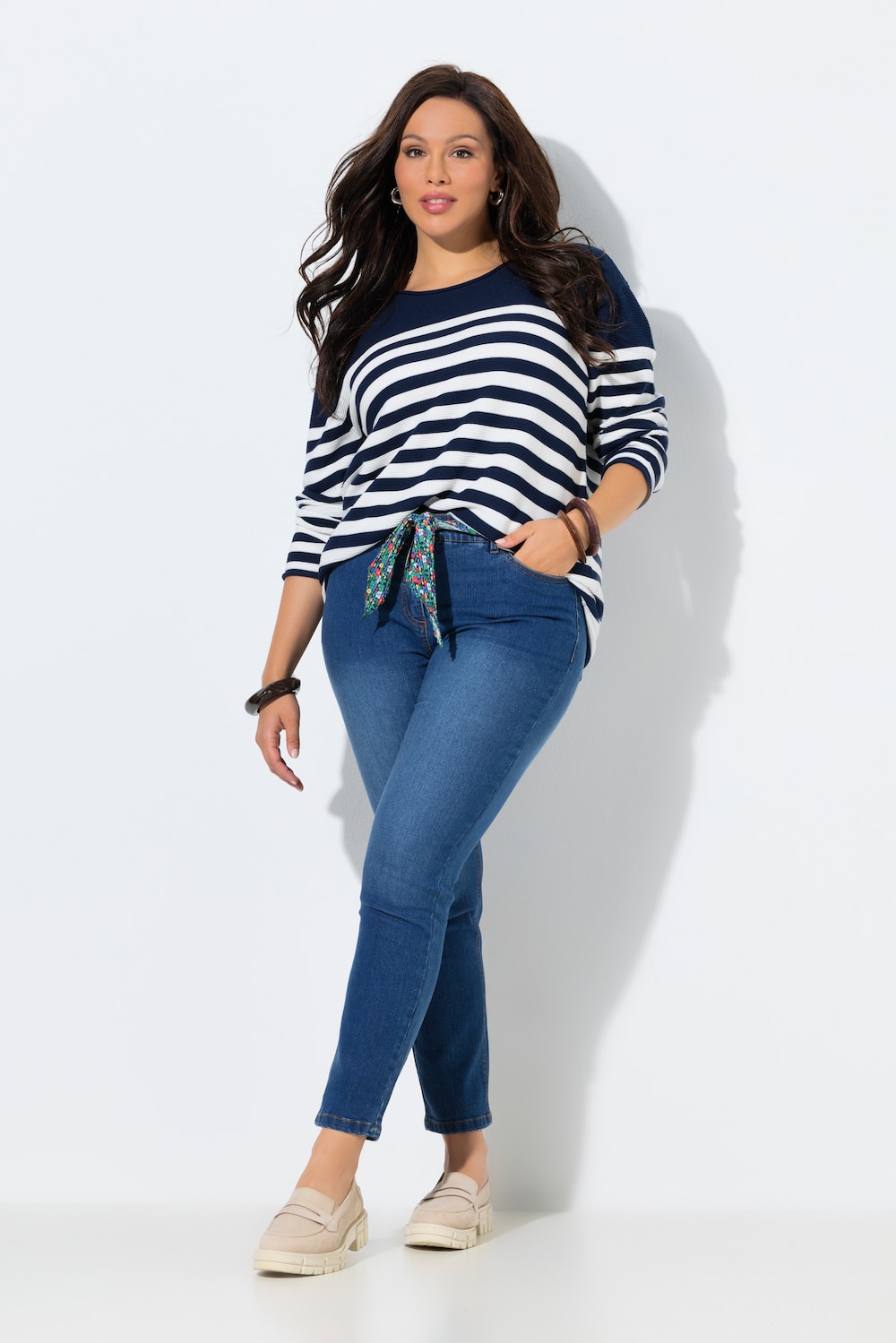 Jeans Sarah, sjaalceintuur, verkort, smalle pijpen