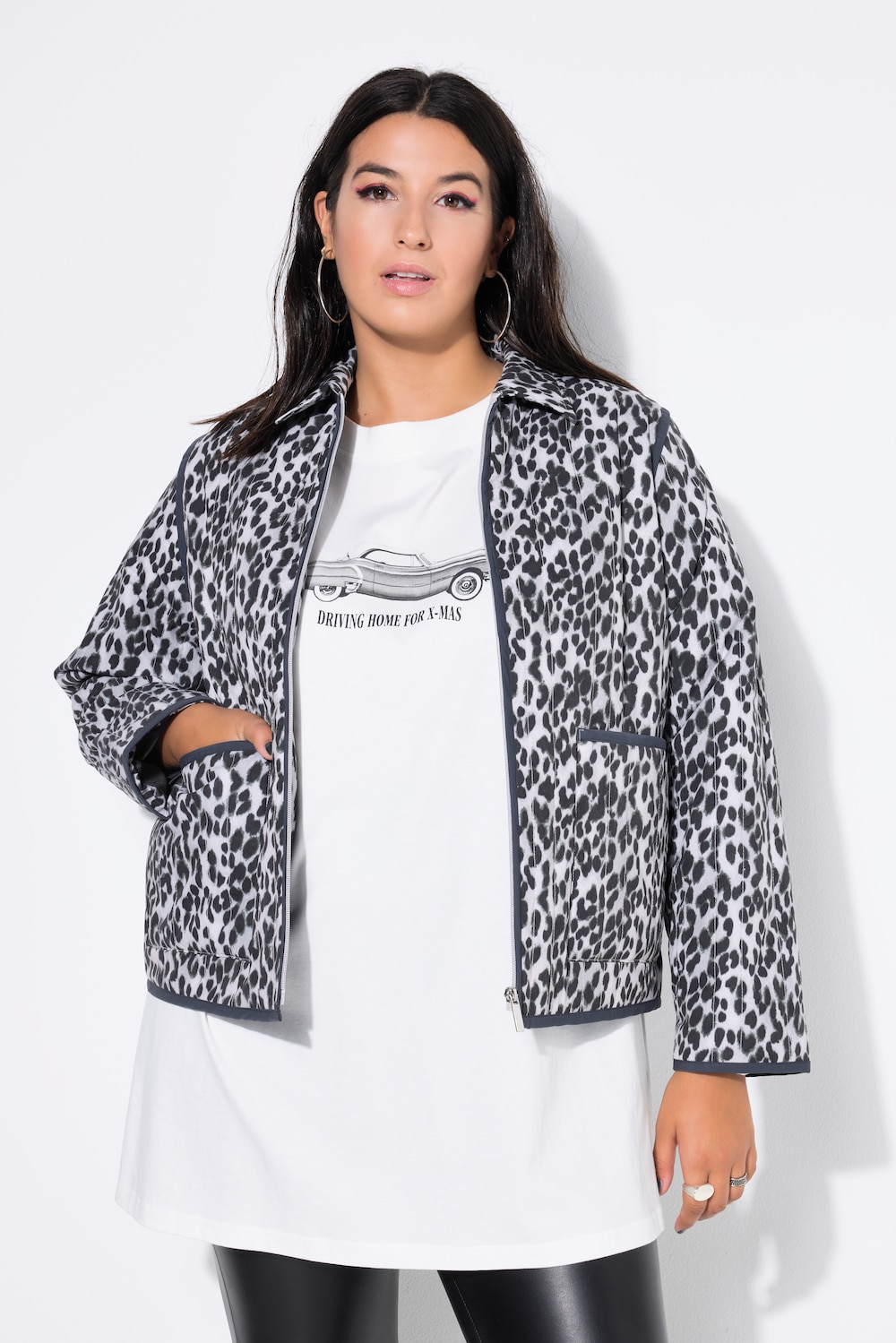 Steppjacke, oversized, Leo, Rundhals