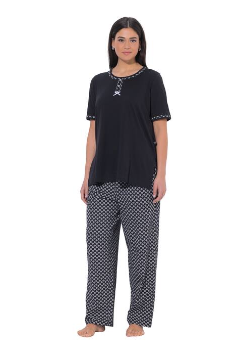 Pyžamo, vzor, kulatý výstřih, krátké rukávy, kapsy