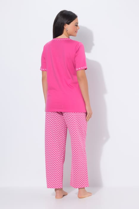 Pyjama, met patroon, ronde hals, korte mouwen, zakken