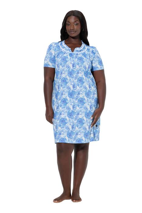 Noční košile, růže, kulatý výstřih, krátké rukávy