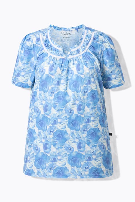 Pyjama, rozen, kant, ronde hals, korte mouwen