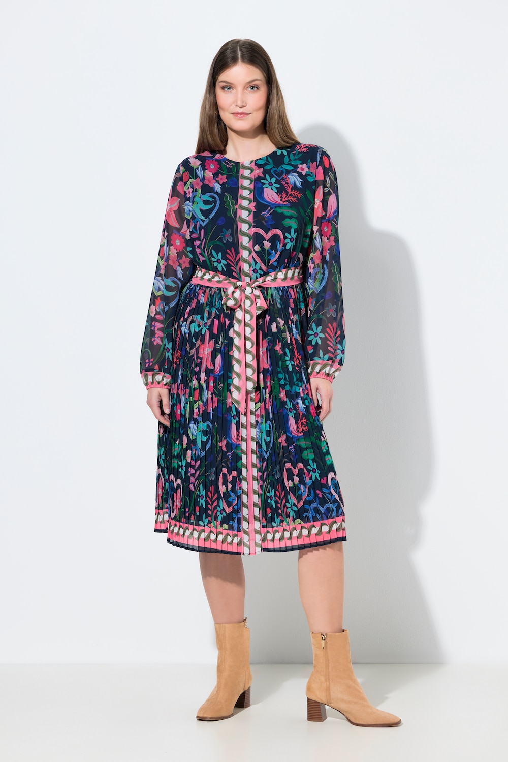 Große Größen Midikleid, Damen, blau, Größe: 58/60, Polyester, Ulla Popken