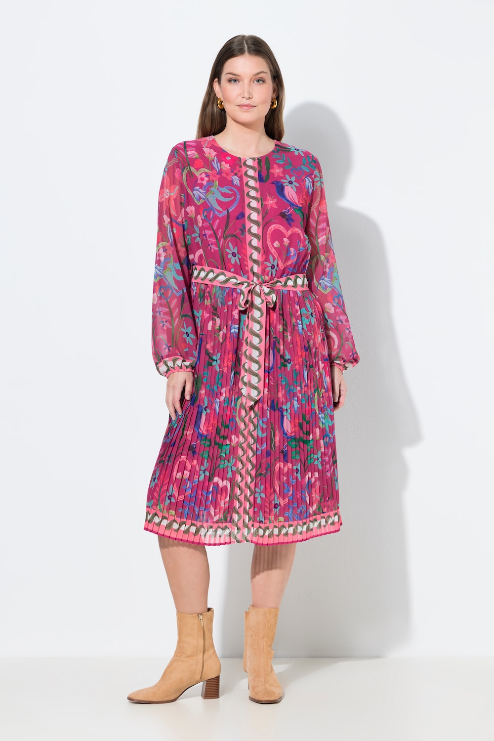 Thumbnail - Große Größen Midikleid, Damen, rosa, Größe: 42/44, Polyester, Ulla Popken