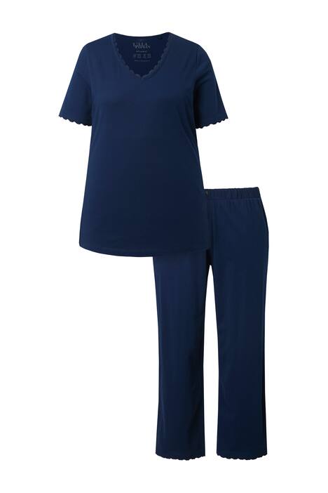 Pyžamo, krajka, výstřih do V, krátké rukávy, biobavlna