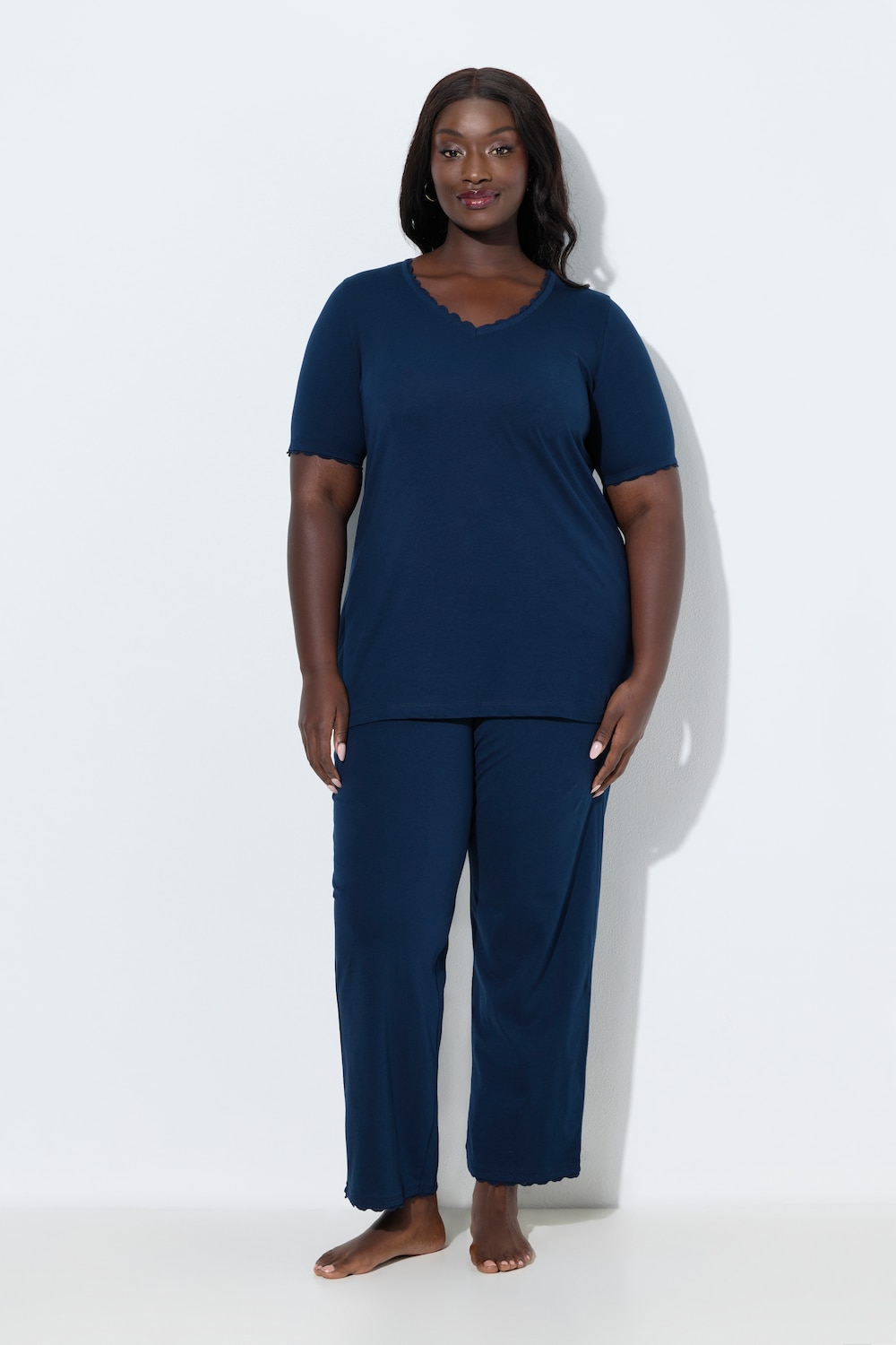 Große Größen Pyjama, Damen, blau, Größe: 58/60, Baumwolle, Ulla Popken