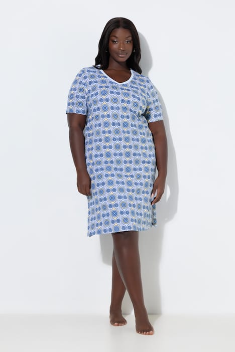 Lot de 2 grands T-shirts/chemises de nuit, col rond/en V et manches courtes