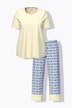 Pyjama, 3er-Set, grafisches Muster, Rundhals, Halbarm