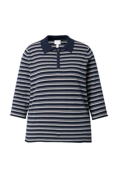 Polo svetr, pruhy, 3/4 rukávy, biobavlna