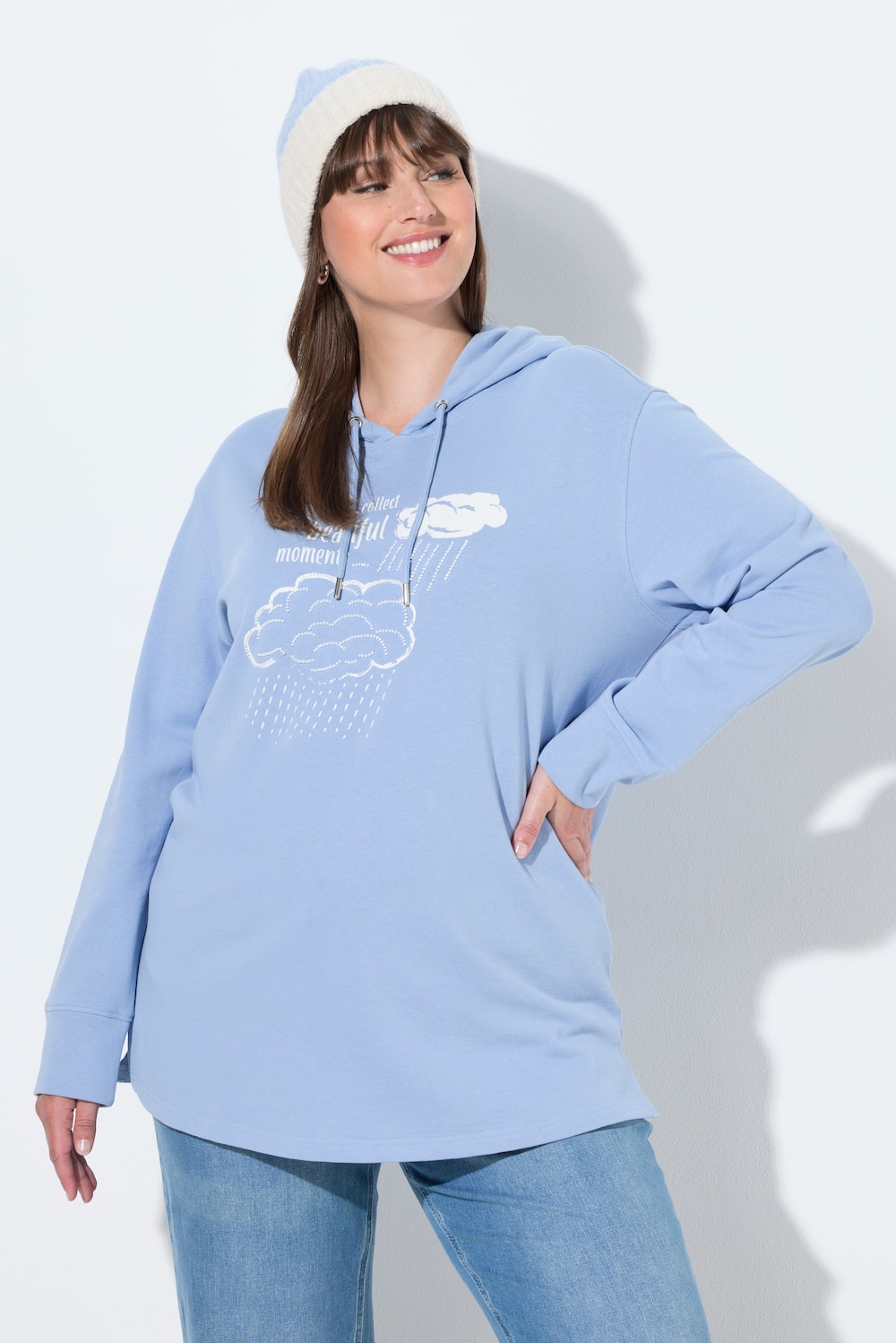 Hoodie, sierkraaltjes, capuchon, lange mouwen, biologisch katoen