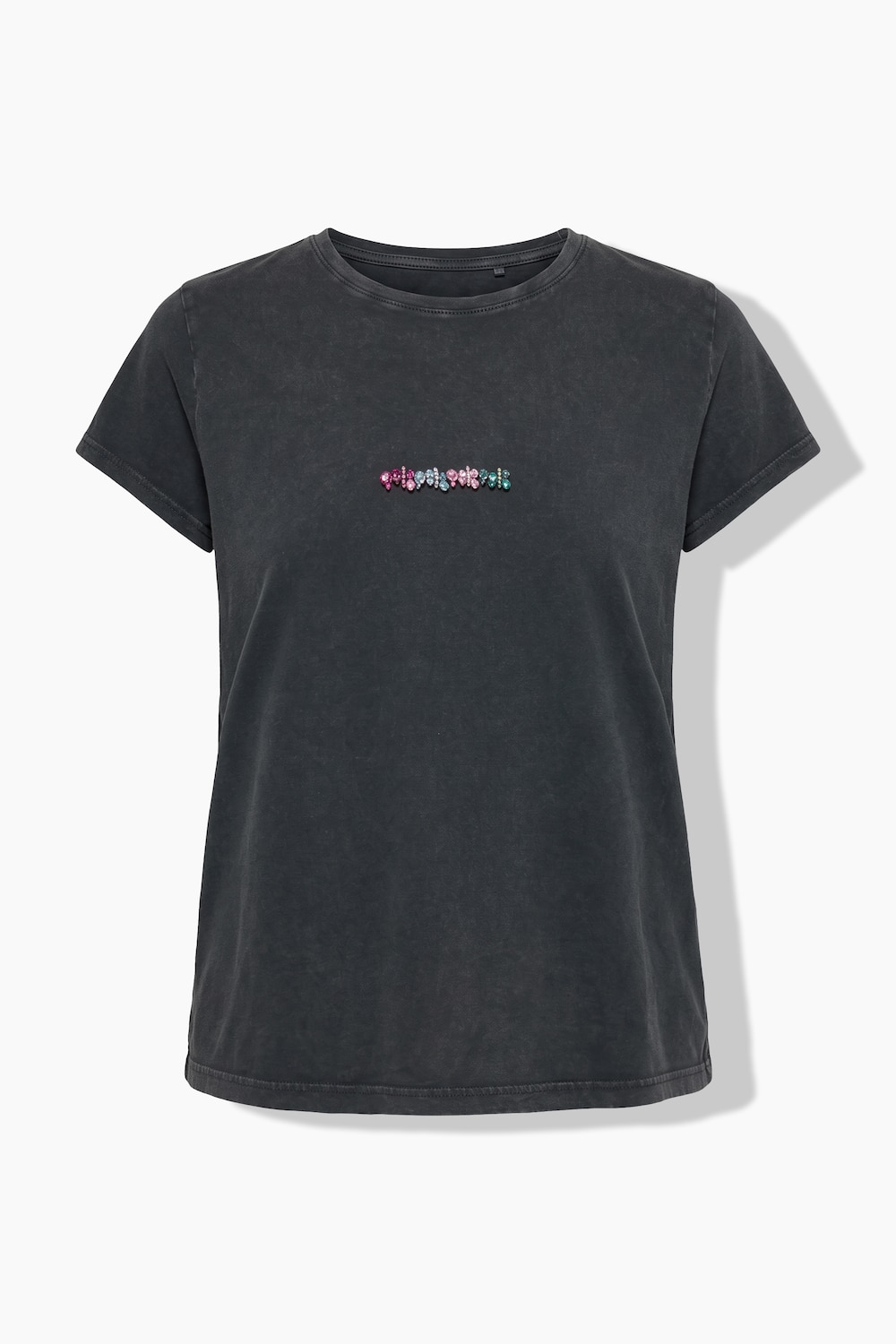 T-Shirt, Slim Shape, farbige Ziersteinchen