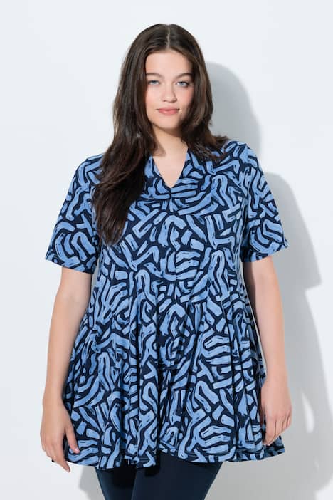 T-Shirt, Tunika-Ausschnitt, Halbarm, Biobaumwolle