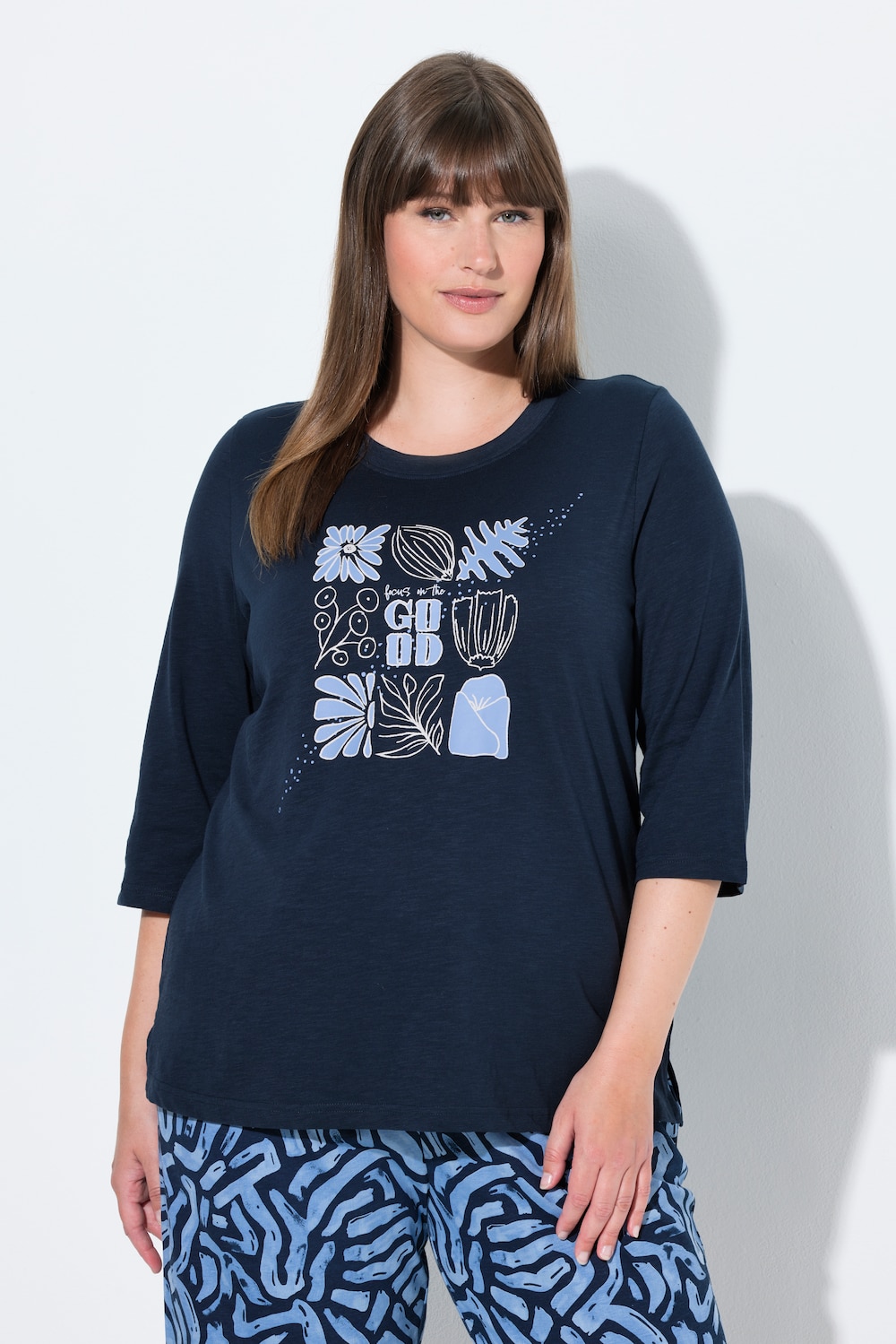 Große Größen Shirt, Damen, blau, Größe: 54/56, Baumwolle, Ulla Popken