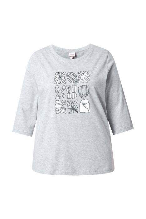 Tričko, lístky, kulatý výstřih, 3/4 rukávy, biobavlna