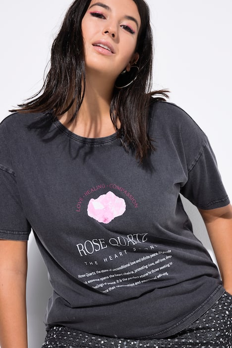 Camiseta, forma oversize, estampado de abalorios
