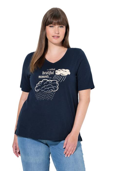 Tričko, ozdobné perly, kulatý výstřih, krátké rukávy, biobavlna